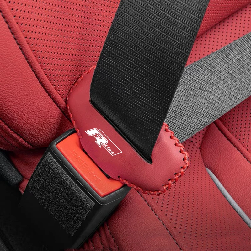 Universal Car Seat Belt Buckle Clip Protector leather Interior Button Case Anti-Scratch Cover For Rline Car Accessories
