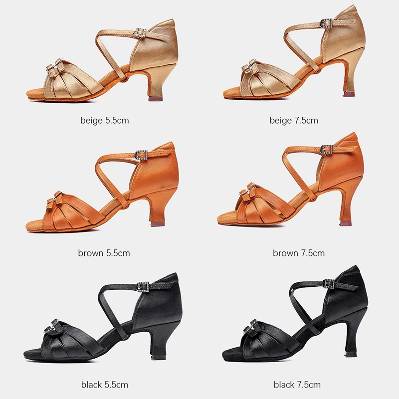 New Women Ballroom Latin Dance Shoes  Tango jazz Salsa Dancing Heeled Shoes girl Hot Soft Adjustable upper bottom dance shoes 3