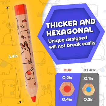 12 children's short colored pencils, classroom Easter gift basket, cute animal toddler colored pencils, with pencil sharpener 4