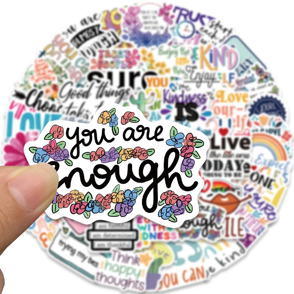 50 Adesivi Motivazionali Positivi – Impermeabili Per Laptop, Diario, Borraccia, Scrapbooking – Frasi Ispiratrici