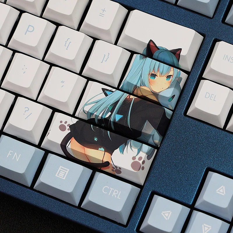 

Japanese Anime Keycaps Cute Cat Girl Keycaps Cherry Profile 108 Keys PBT Dye Sub Keycap For Mechanical Keyboard