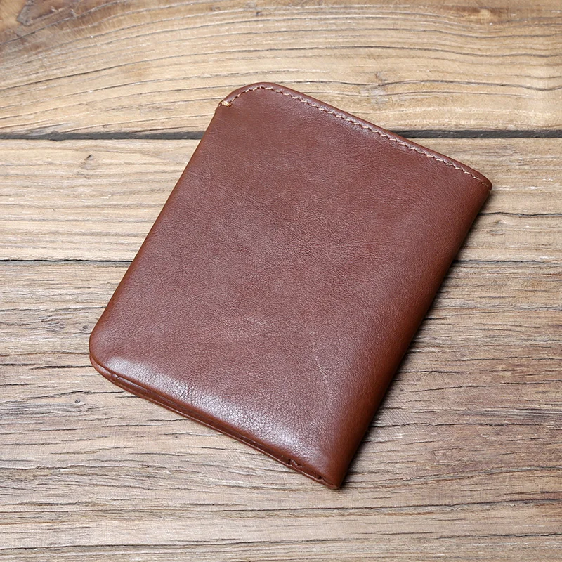 NZPJ Leather Men's Wallet Credit Card Bag Mini Wallet Top Cowhide Coin Wallet Women's Wallet Thin Wallet Vertical Photo Wallet