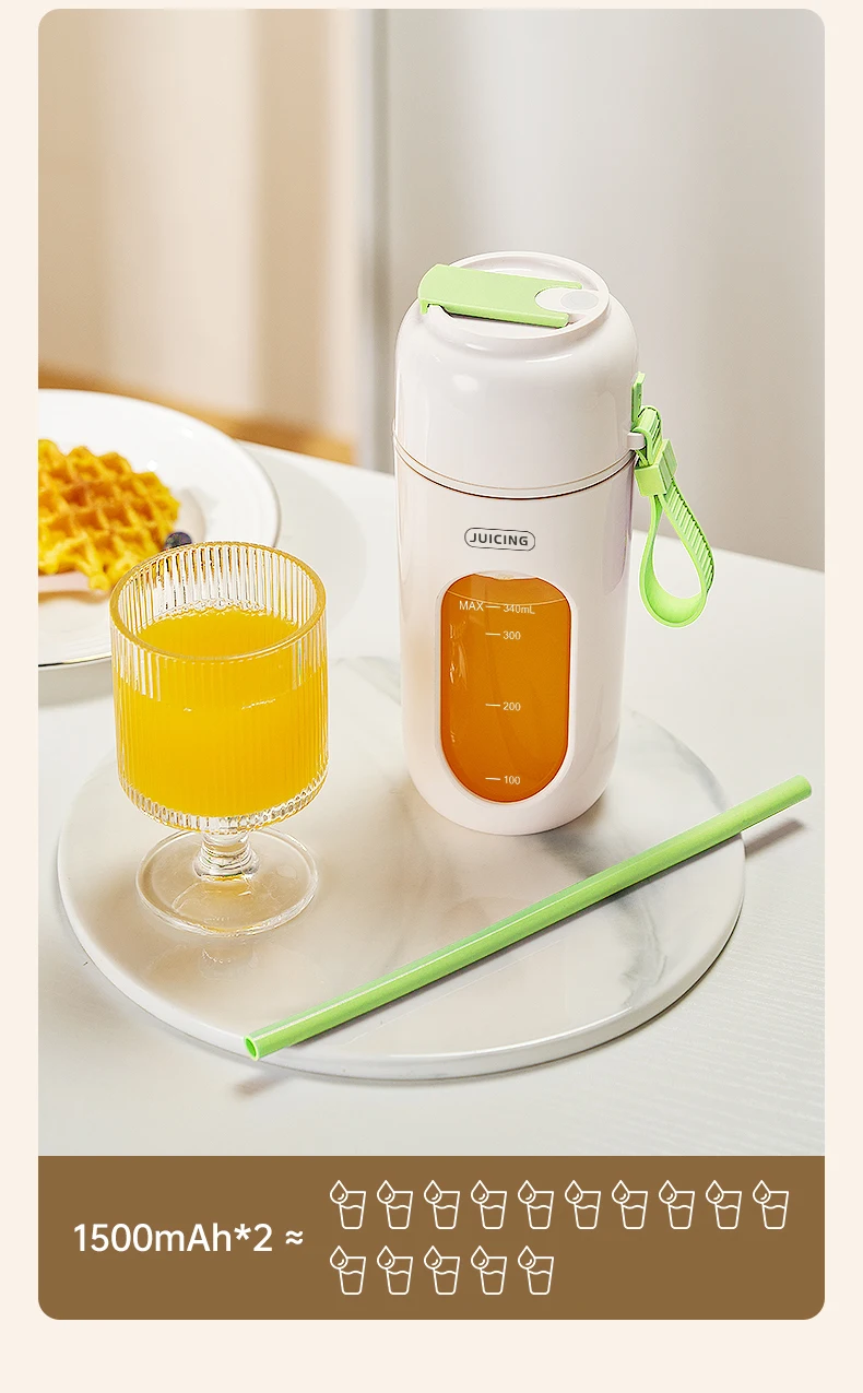 Description Picture 4 of item340ML Portable Blender Electric Juicer 12 Blades Fruit Mixers 2600mAh USB Rechargeable Smoothie Juicer Cup Squeezer Juice Maker