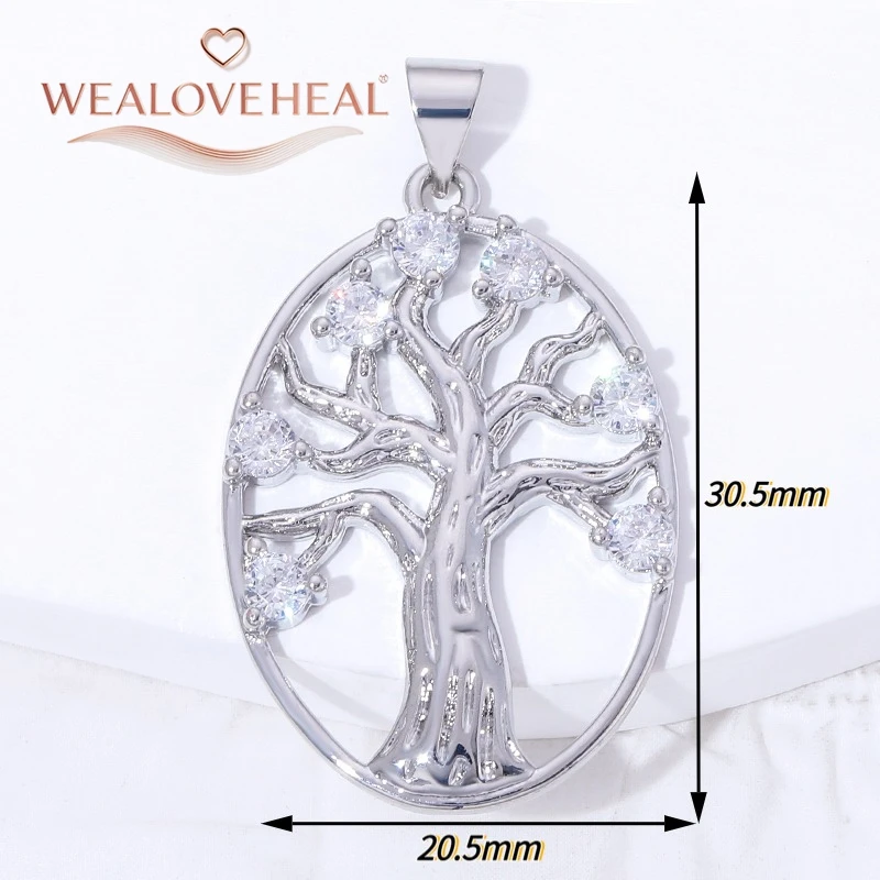 anhänger schmuck,anhänger schmuckherstellung,18K Vergoldeter Messing-Anhänger „Baum des Lebens“ mit Zirkonia, ovaler, hohl geschnitzter Anhänger für DIY-Halsketten und Schmuckzubehör – Detail 22