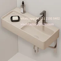 อ่างล้างหน้าเซรามิกติดผนังแบบแคบพิเศษสำหรับฤดูหนาว ปรับแต่งได้ สีครีม ใช้สำหรับล้างหน้า ซักผ้า ติดตั้งบนระเบียง แบบแขวนเรียบง่าย 3