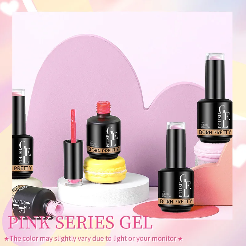 BORN PRETTY 15ml Nail Gel Polish Nude Pink Jelly Gel Glitter Soak Off Gel Nail Polish Varnis Semi Permanent for DIY At Home 4