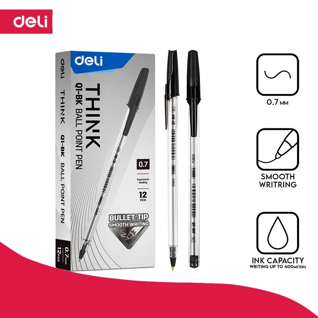 

Q1-BK Think 0.7mm Bullet Tip Ball Point Pen 12pcs/box