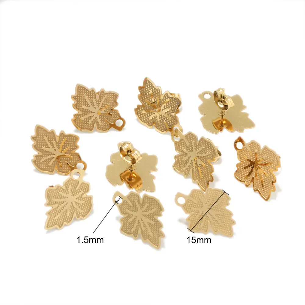 10Pcs 스테인레스 스틸 골드 컬러 중공 꽃 스터드 귀걸이 DIY 드롭 귀걸이 매달려 매력 커넥터 보석 만들기