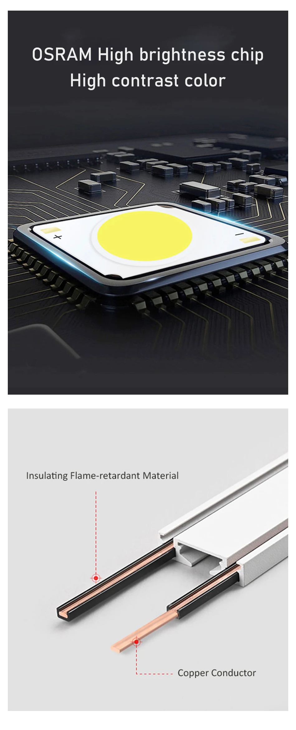 Description Picture 4 of itemBlack White 6mm Ultra Thin Ceiling Surface Mount 48v Magnetic Track Light System Magnet Rail Lamp LED Spotlight Indoor Living