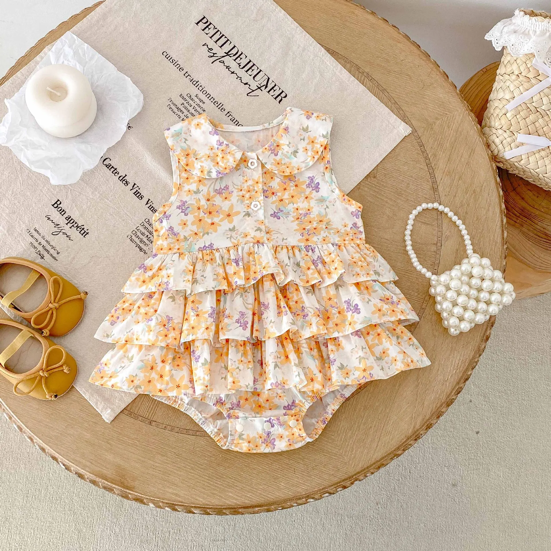 Cotton Baby Girls Summer Floral Bodysuit Dress