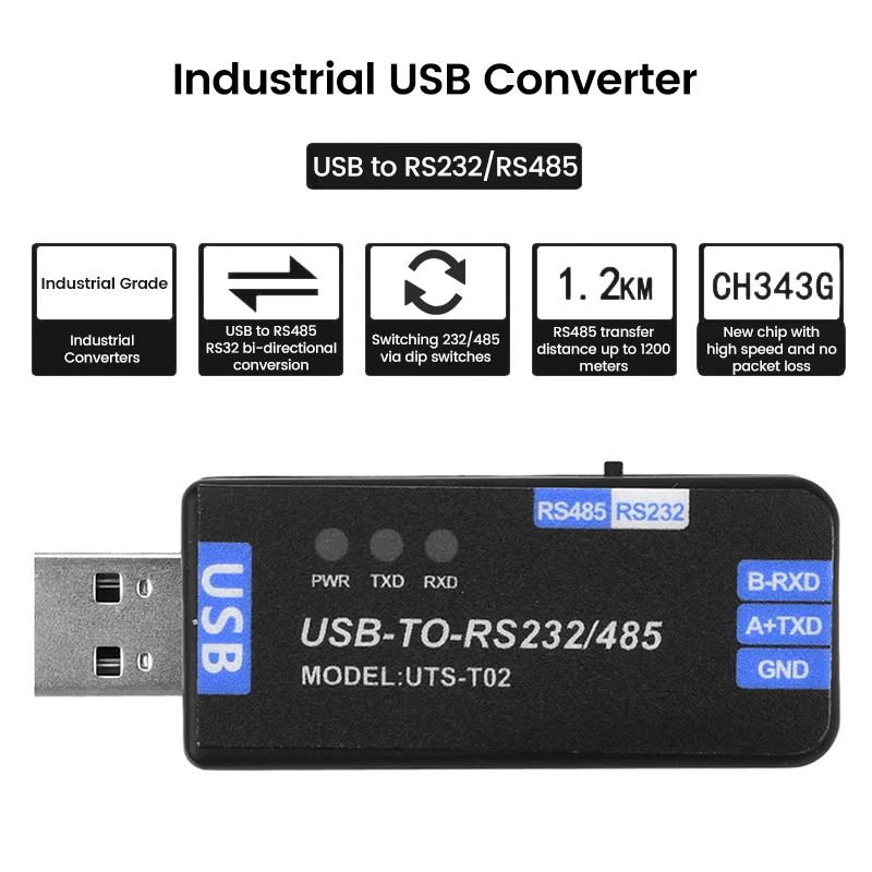 โมดูลแปลงสัญญาณ USB ถึง RS485/RS232 สองทิศทาง