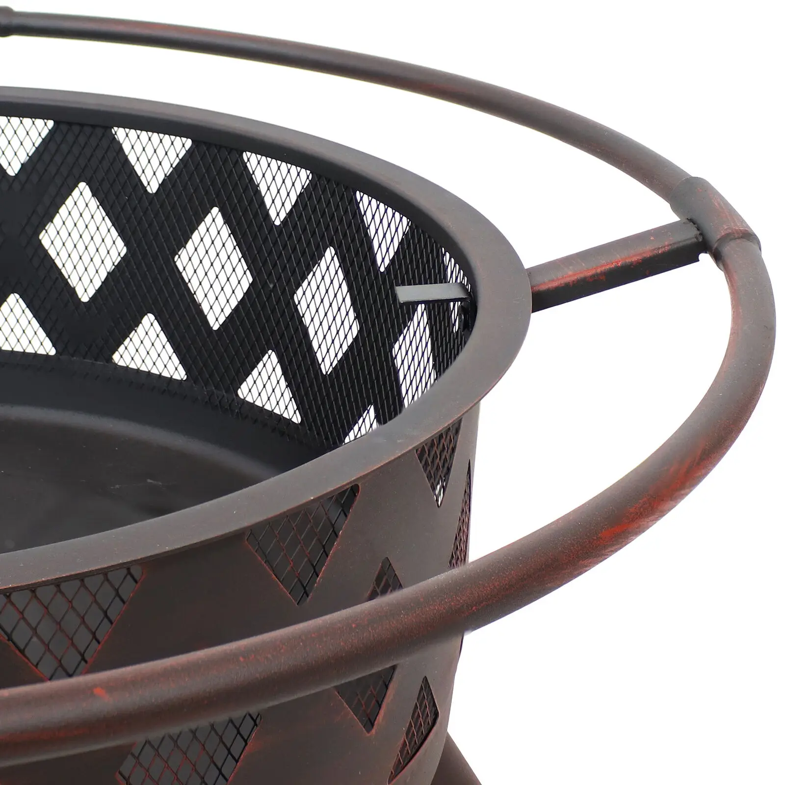 36 in Crossweave Steel Fire Pit with Screen and Poker by Sunnydaze