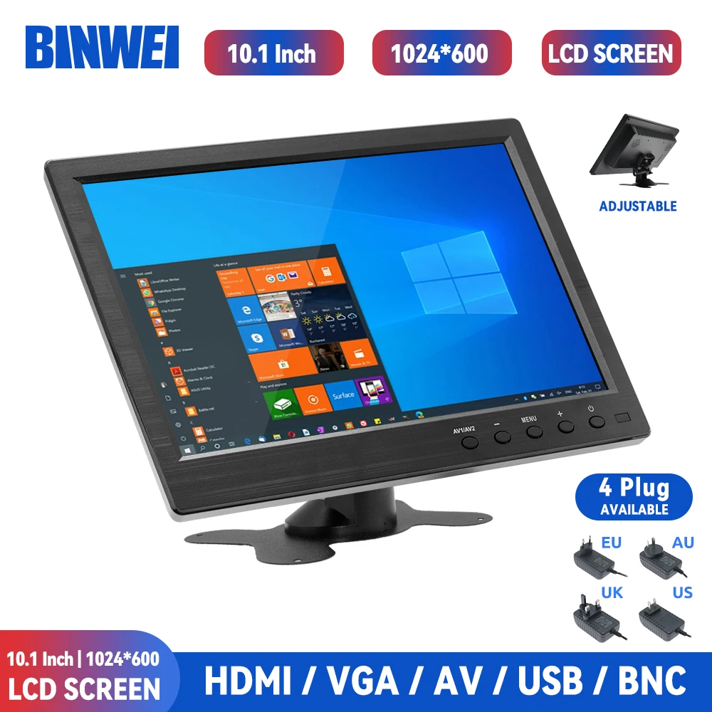 Car Display Monitor Car Rear View Camera LCD Display 10.1" LCD HD Monitor Mini TV & Computer Speaker HDMI VGA Car Backup Camera & Home Security