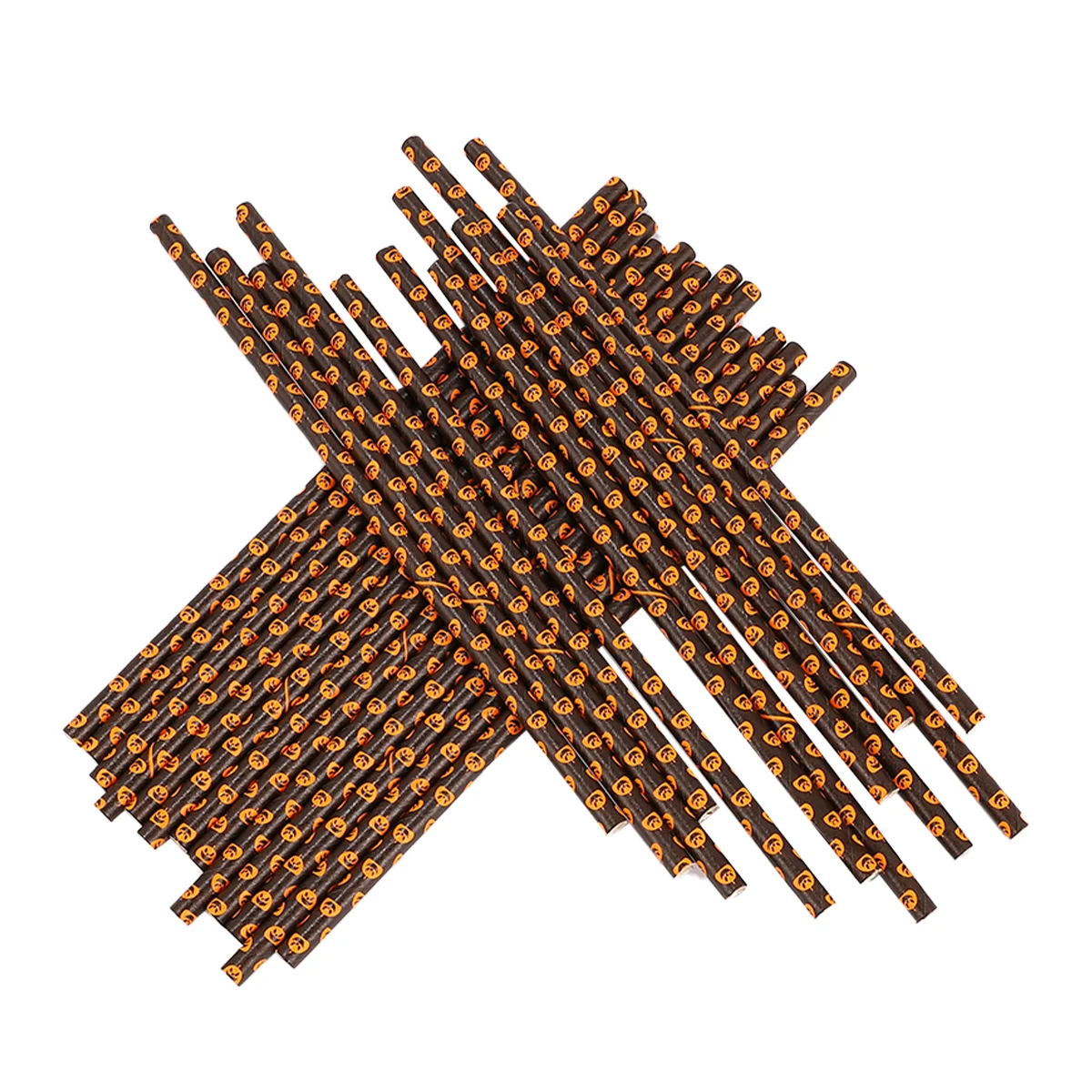 125 Pcs Halloween Pumpkin Straws Degradable Paper Drinking Disposable for Party