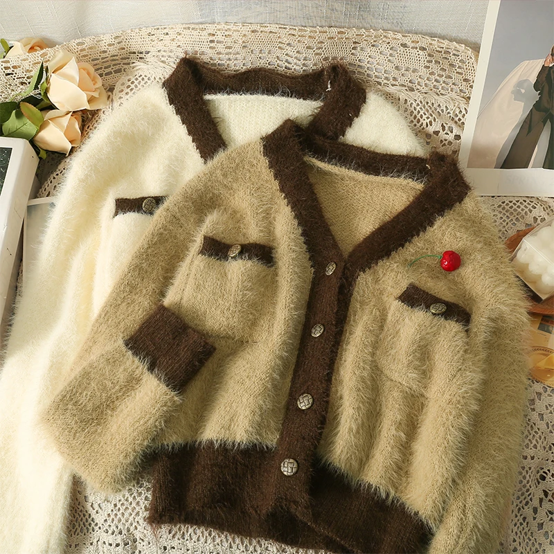 

New Vintage Loose V-Neck Knitted Cardigan Sweater Coat Women's Autumn Winter