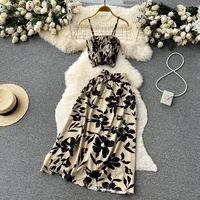 Beach Vaion Floral ter Top And Skirt Set Women's Sexy Crop Top Skirt Two Piece Set Summer 2023 Faion Trend - Image 4