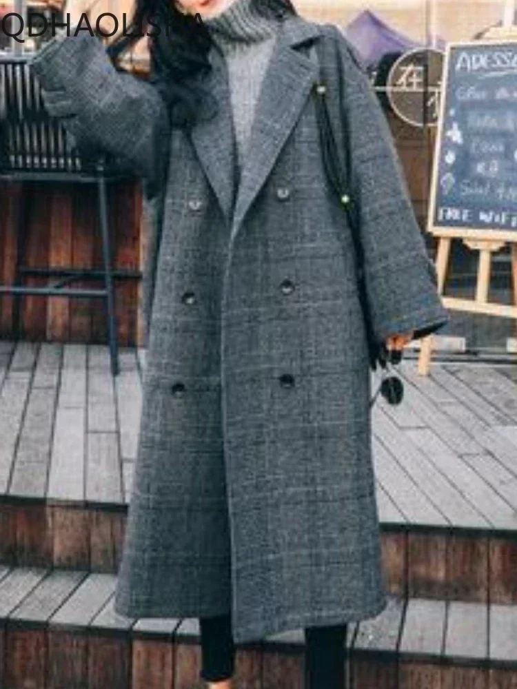 

Пальто для женщин, новинка зимы 2023, корейские модные элегантные куртки из хлопка с рисунком «гусиные лапки», женская одежда