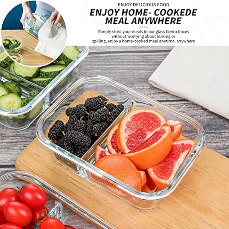 KOMUEE 10 Packs Glass Meal Prep Containers with Lids, Glass Food Storage  Containers Set（Gray/Green/Pink）optional - AliExpress
