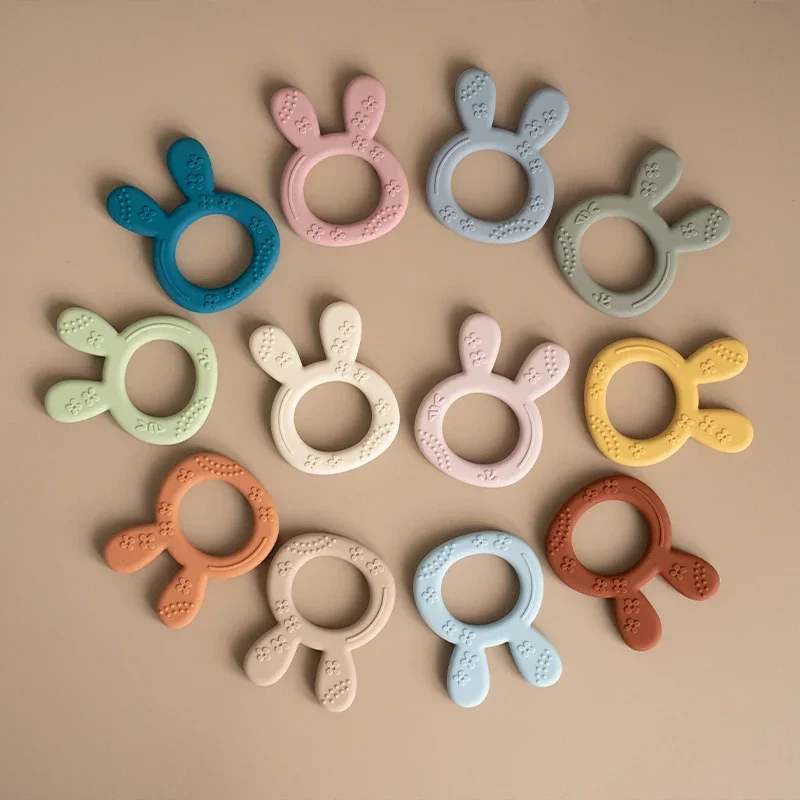 Silicone Teething Toys for Babies Cartoon Rabbit Shape BPA Free Infant Chewing Molar Toy