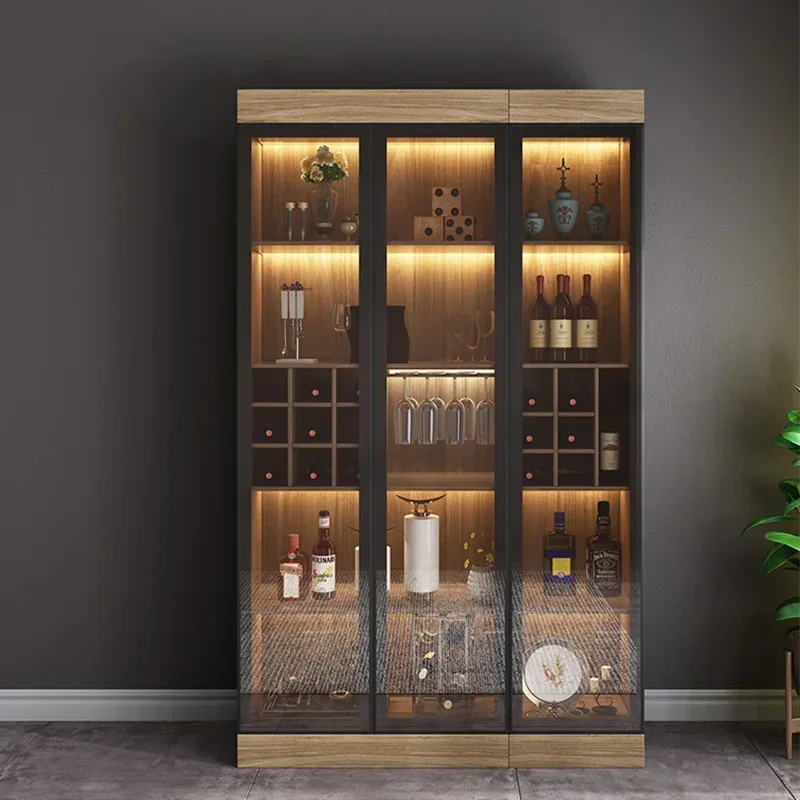 Home Furniture Wine Bar Cabinet Wine Rack Modern Glass Display