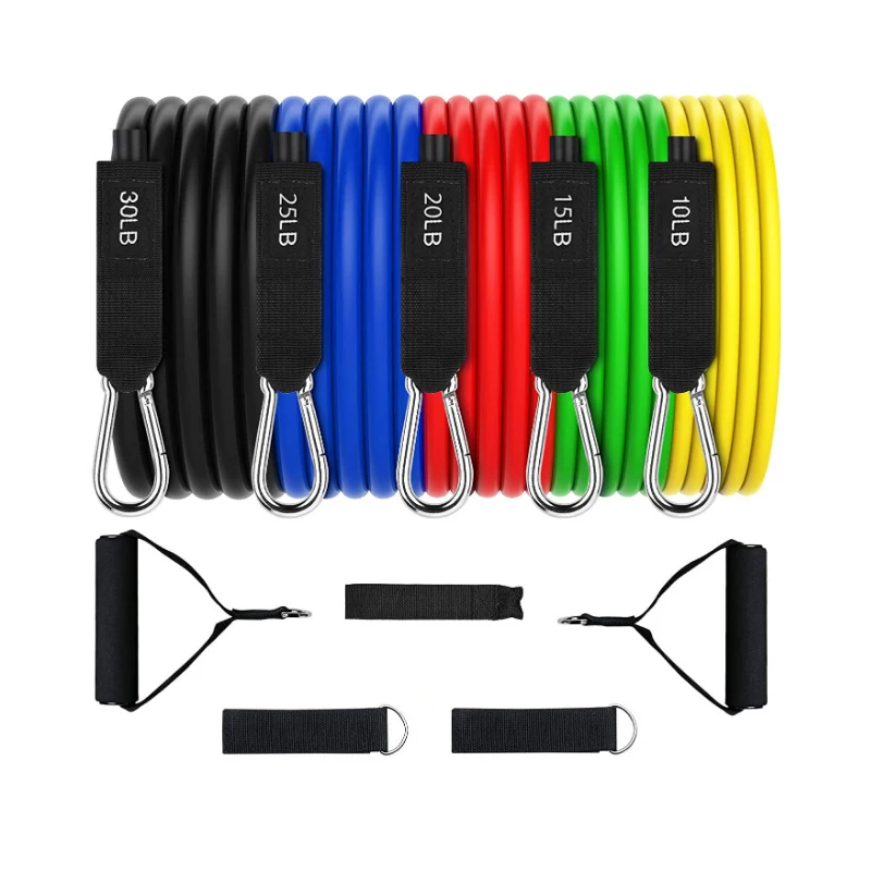 

Rresistance band High quality TPE multifunctional yoga fitness equipment 11 sets of tension rope with black bag