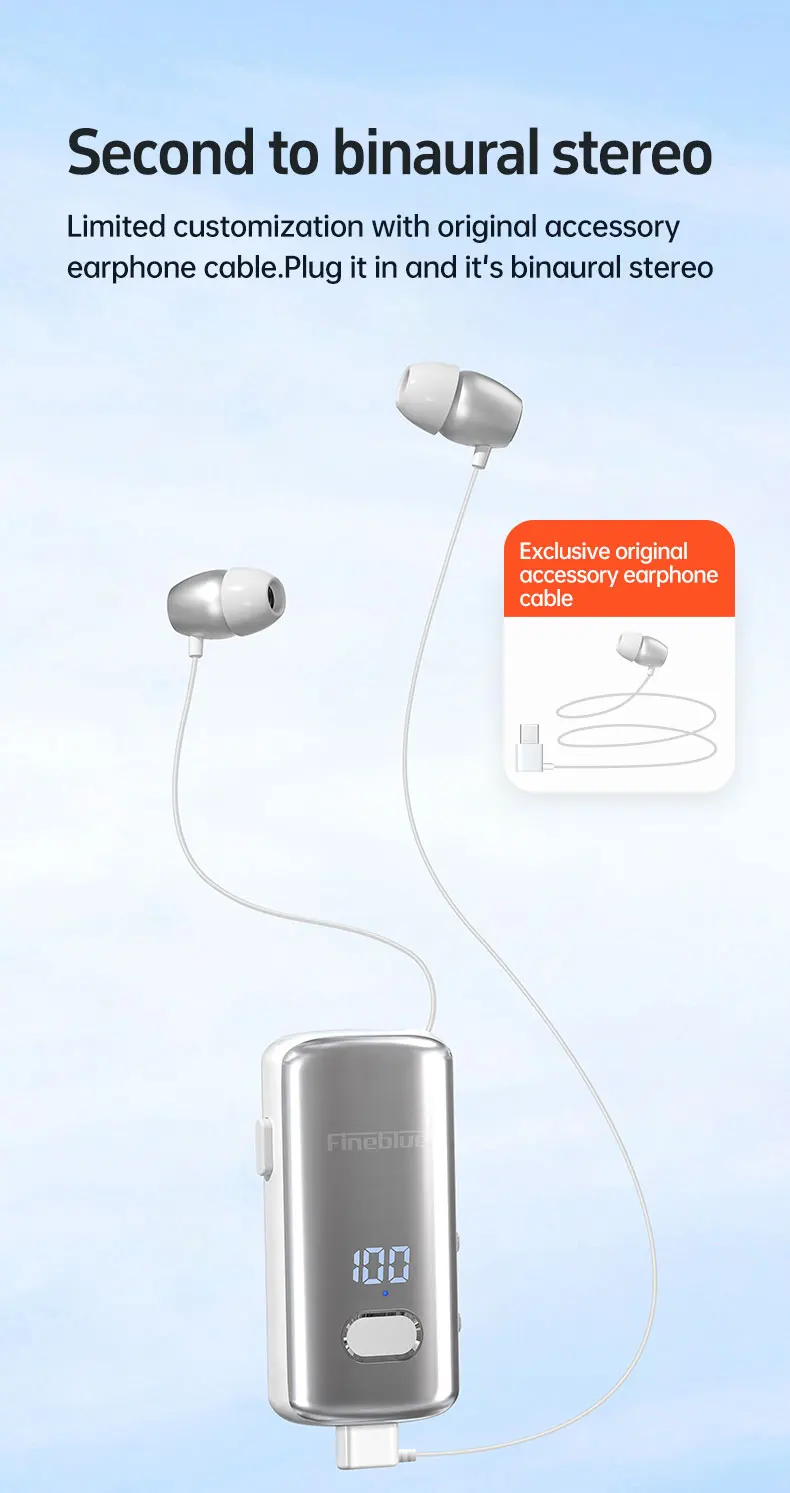 Wireless Earbuds Fineblue F580 Pro Bluetooth 5.3 Retractable In-ear Sport