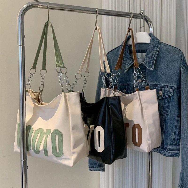 Soft Leather Large Capacity Tote Bag Designer Style Retro Single Shoulder Underarm Bag Leisure Minimalist Letter Handbag Woman