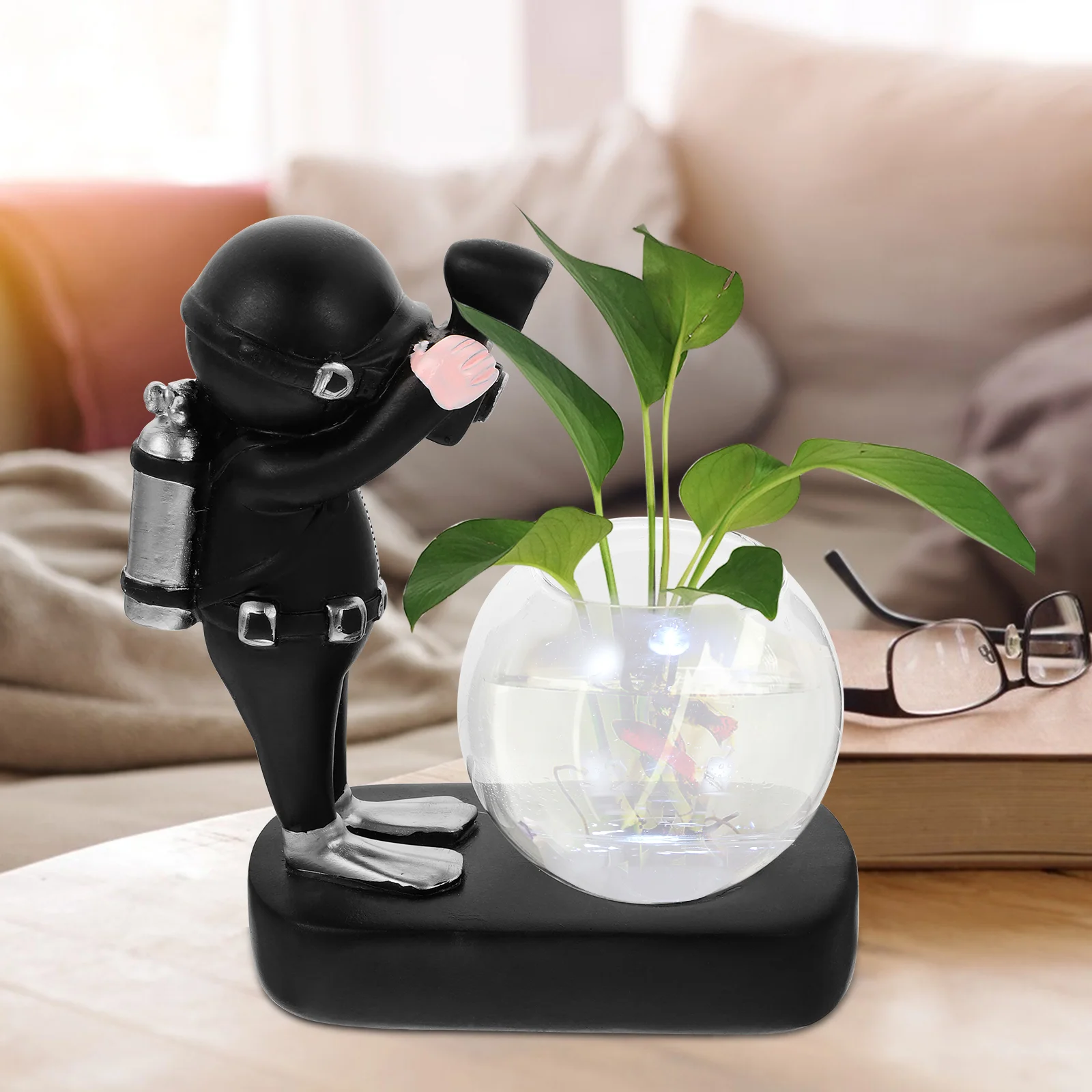 Flower Pot Astronaut Hydroponic Bottle Home Decoration Small Fish Tank Statue Vase Adornment 3