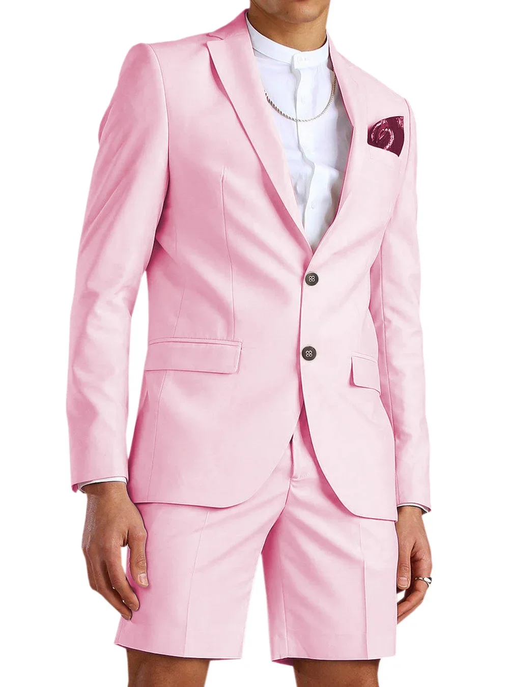 Champagne Mens Suits Short Pant Casual Summer Suit 2 Piece Tuxedo Groom Beach Wedding Dress (Blazer+Pant)
