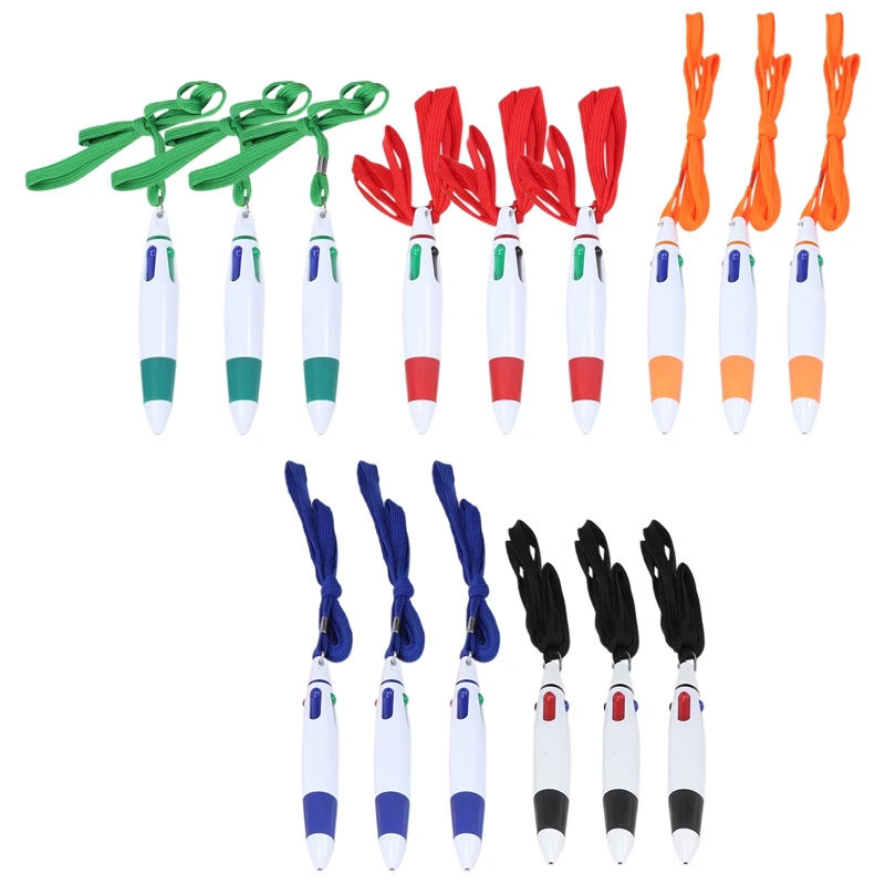 

15 Pcs Retractable Pens On Lanyard Neck Pens In A Rope Shuttle Pen 4 Color Ink Ballpoint Pen With Chain For School Home