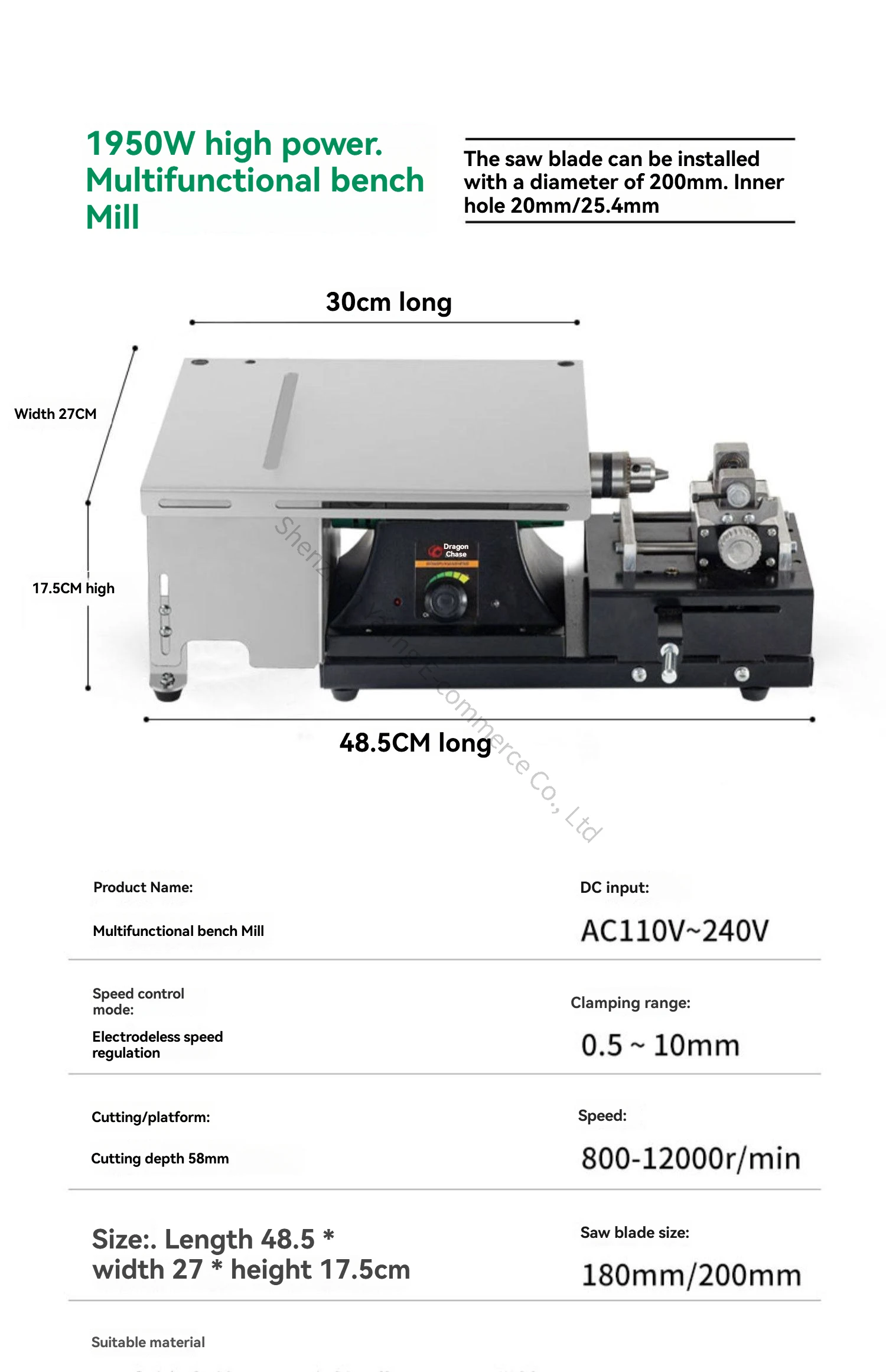 Electric Grinding Machine Woodworking Polishing, Punching, Carving, Integrated M