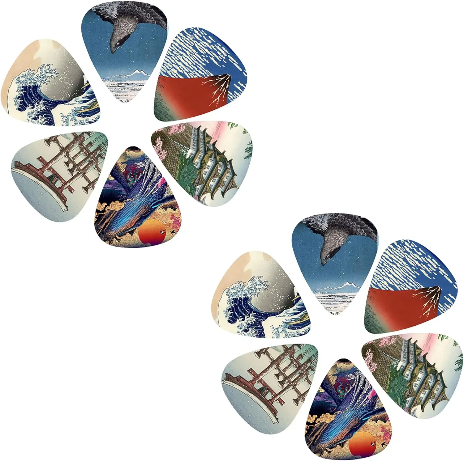 12pcs/set Guitar Picks Japanese Culture Style Theme Painting Shrapnel for Bass Ukulele