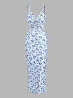 Spring/summer 2024 European and American fashion explosion printing knit simple sleeveless suspender dress with leaking back and - Image 3