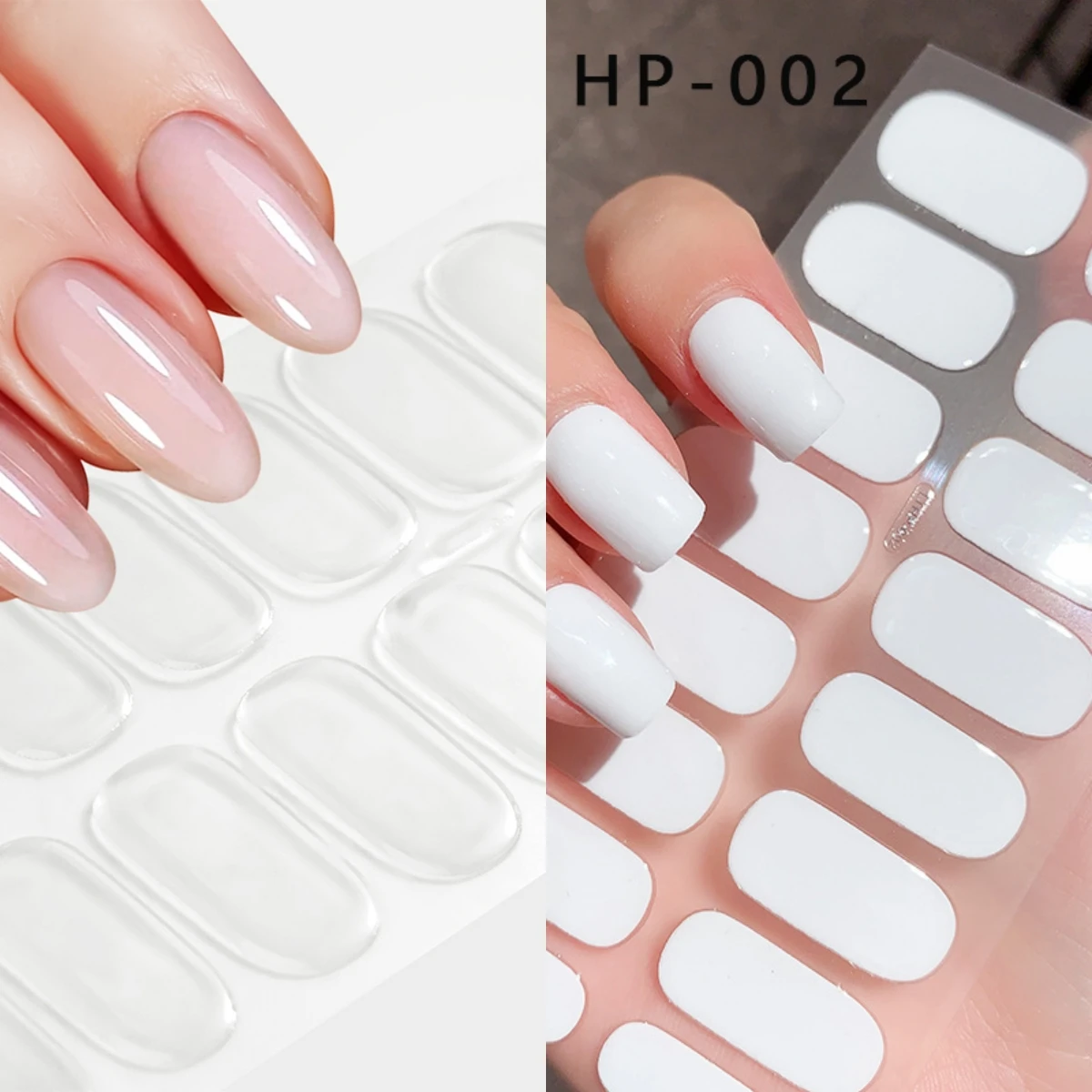 

Белый/прозрачный полузакрепляющий гель для ногтей, французский, клейкая лента, водонепроницаемый, длительного действия, полный набор гелевых наклеек для ногтей для УФ-лампы * 16