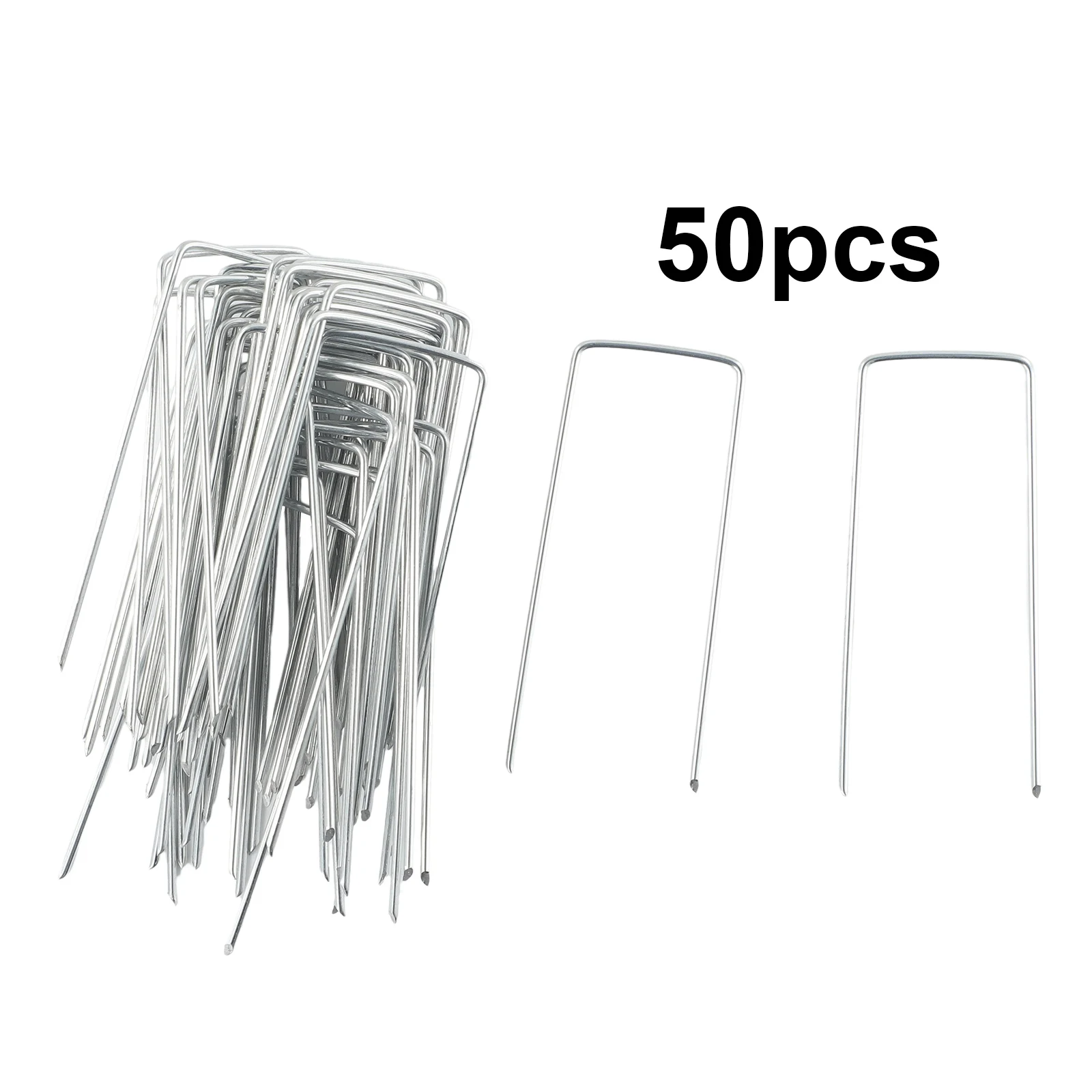 

50pcs Ground Cloth Nails Grass Cloth Ground Nails, U-shaped Gardening Nails, Steel Wire Ground Nails, Lawn Galvanized Oblique