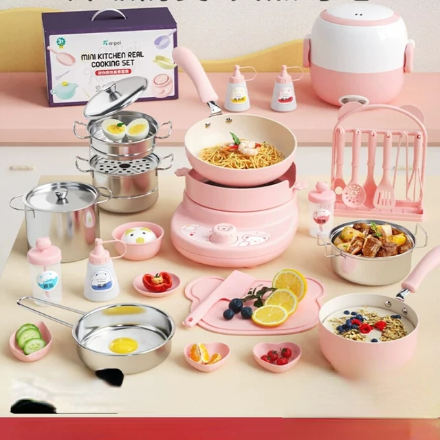 Mini Small Kitchen Real Cooking Full Set Real Cooking Kitchenware Set Toy  Girl Children's Birthday Gifts