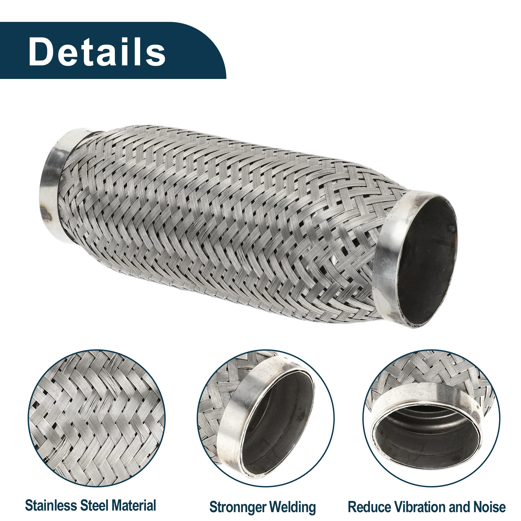 UXCELL 45/50/60/65mm ID Car Exhaust Flexible Pipe Exhaust Flex Connector Pipes Bellows Universal Durable Stainless Steel