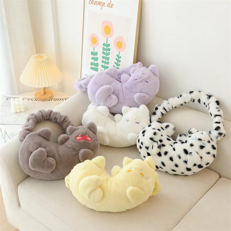 Cute Soft Fluffy Cat Mini Plush Shoulder Bags Kawaii Stuffed Animals Soft Kittey Underarm Bags for Girls Women Birthday Gifts women s bag versatile one shoulder underarm bag handbag pu made high quality elegant wallet