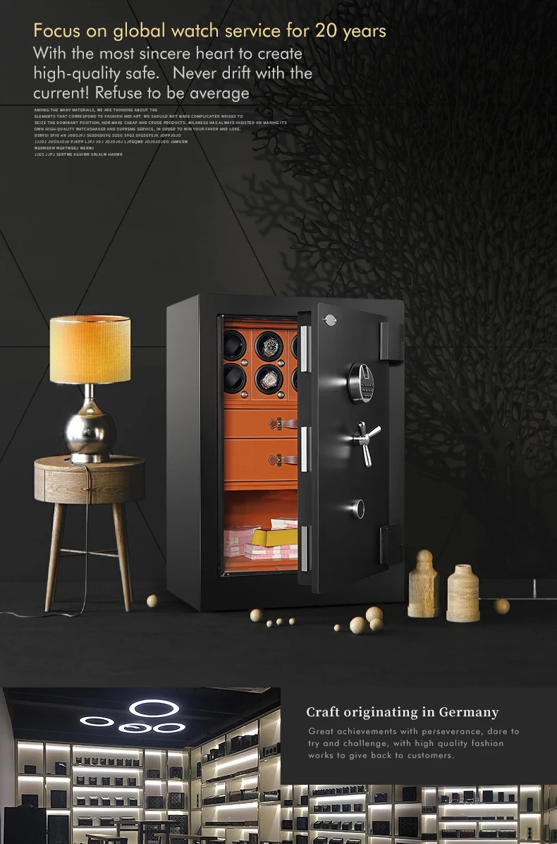 S6cdb367f409b45a28a100fcf49aecd1fn High quality watch winder safe box electronic fingerprint lock custom interior jewelry safe box