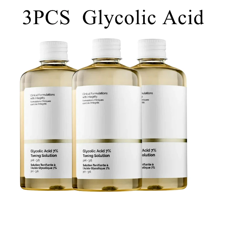 

3PCS Glycolic Acid 7% Toning Solution Facial Care Toner Exfoliator Smoothing Skin AHA BHA Peeling Solution Pigment Serum