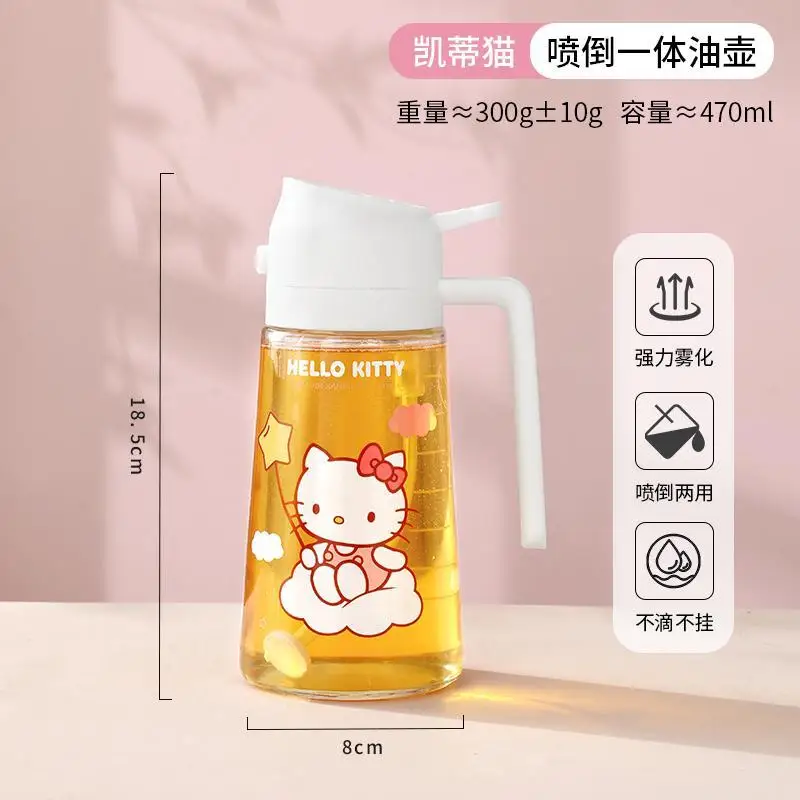 New Hello kitty cartoon spray-in dual-purpose oil pot oil leakage-proof glass women household kitchen supplies seasoning bottle