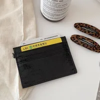 Portefeuille compact ultra-fin en cuir craquelé, mini format, plusieurs fentes, porte-cartes à rivets, couleur unie, porte-monnaie en PU pour étudiant 4