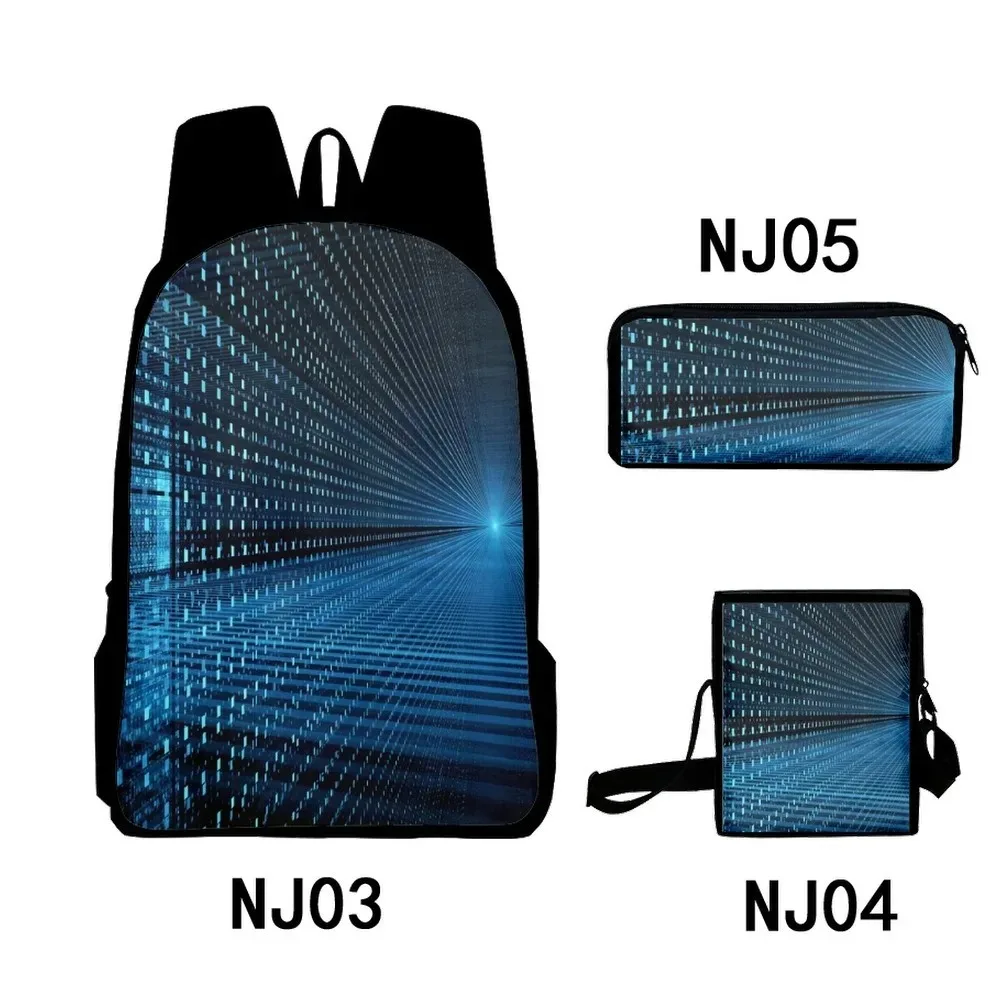 3D Geometric Vortex Print Backpack, Tilt Shoulder Bag, Pencil Case, Student School Bags, Laptop Backpack, Harajuku, Popular