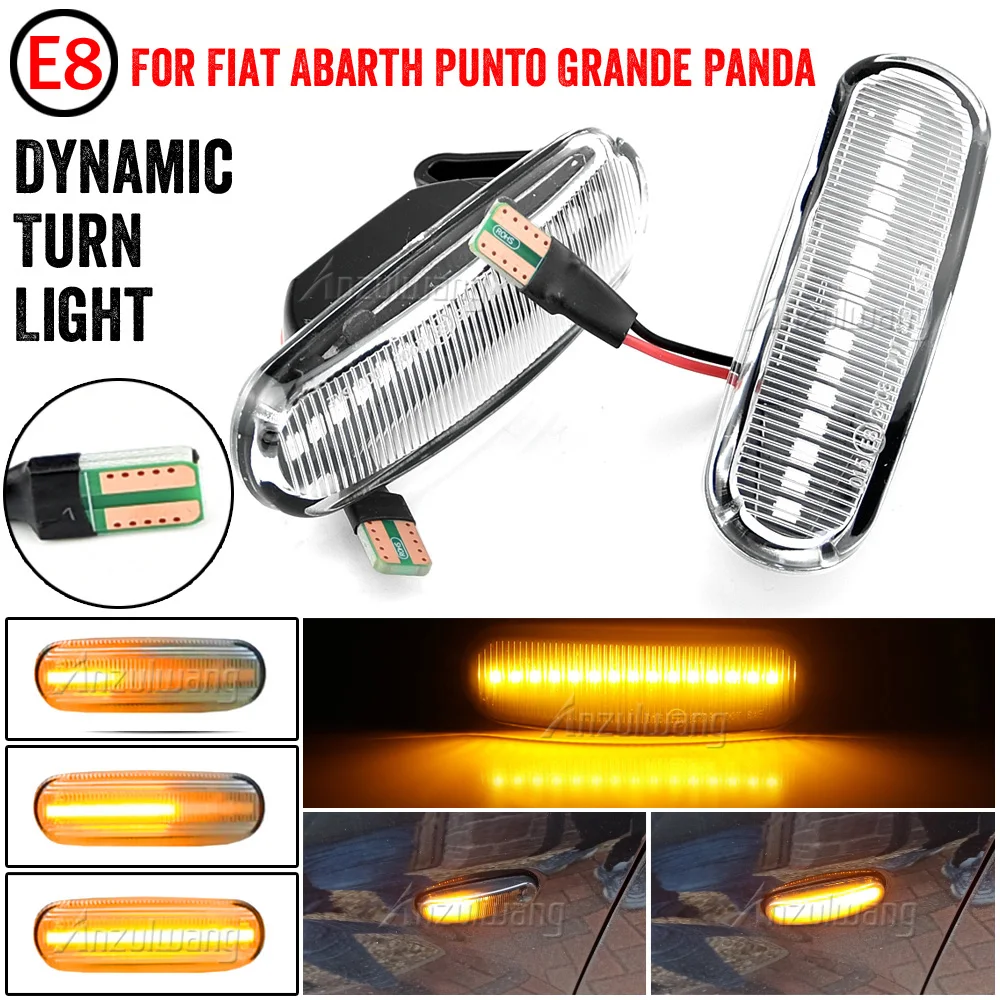 

2Pcs Dynamic LED Turn Signal Side Marker Light Repeater Lamp For Fiat Panda 169 Grande Punto Inkl Evo Doblo Fiorino Linea Idea