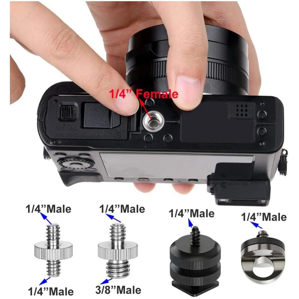 1/4&lsquo;&rsquo;3/8&lsquo;&rsquo; Male to Female Camera Screw Mount Set Converter Threaded Screws Adapter Flash Shoe Mount for Camera Tripod Monopod 1/4&lsquo;&rsquo;3/8&lsquo;&rsquo; Male to Female Camera Screw Mount Set Converter Threaded Screws Adapter Flash Shoe Mount for Camera Tripod Monopod camera screw mount screw mount adapter metal screw adapter camera mount bracket