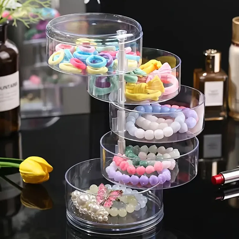 1PC Spinning Jewelry Organizer Organize Earrings Children's Headdress Hair Accessories Organizer Desktop Decoration 2
