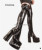 Hebillas de Cadenas de Metal decoradas por encima de la rodilla botas de plataforma de tacón grueso Linamong, cuero negro, punta redonda, remaches, botas largas