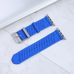 En Mer Bleu Nuit Nylon Loop Watch Band Bracelet - 44mm 45mm 46mm 49mm (Blue)