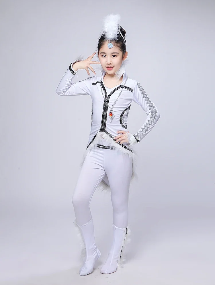 Nuovo Mese Di Danza Per Adulti Fox Yin Performance Clothes Modern Children Fox Female Trio Mongolo Dance White Fox Performance Clothes