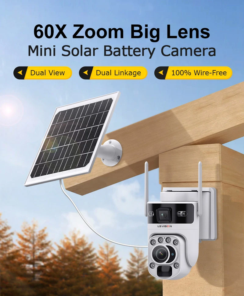 6K 4G SIM Solar Camera 60X ZOOM WiFi Security Cameras Outdoor Surveillance Cam P